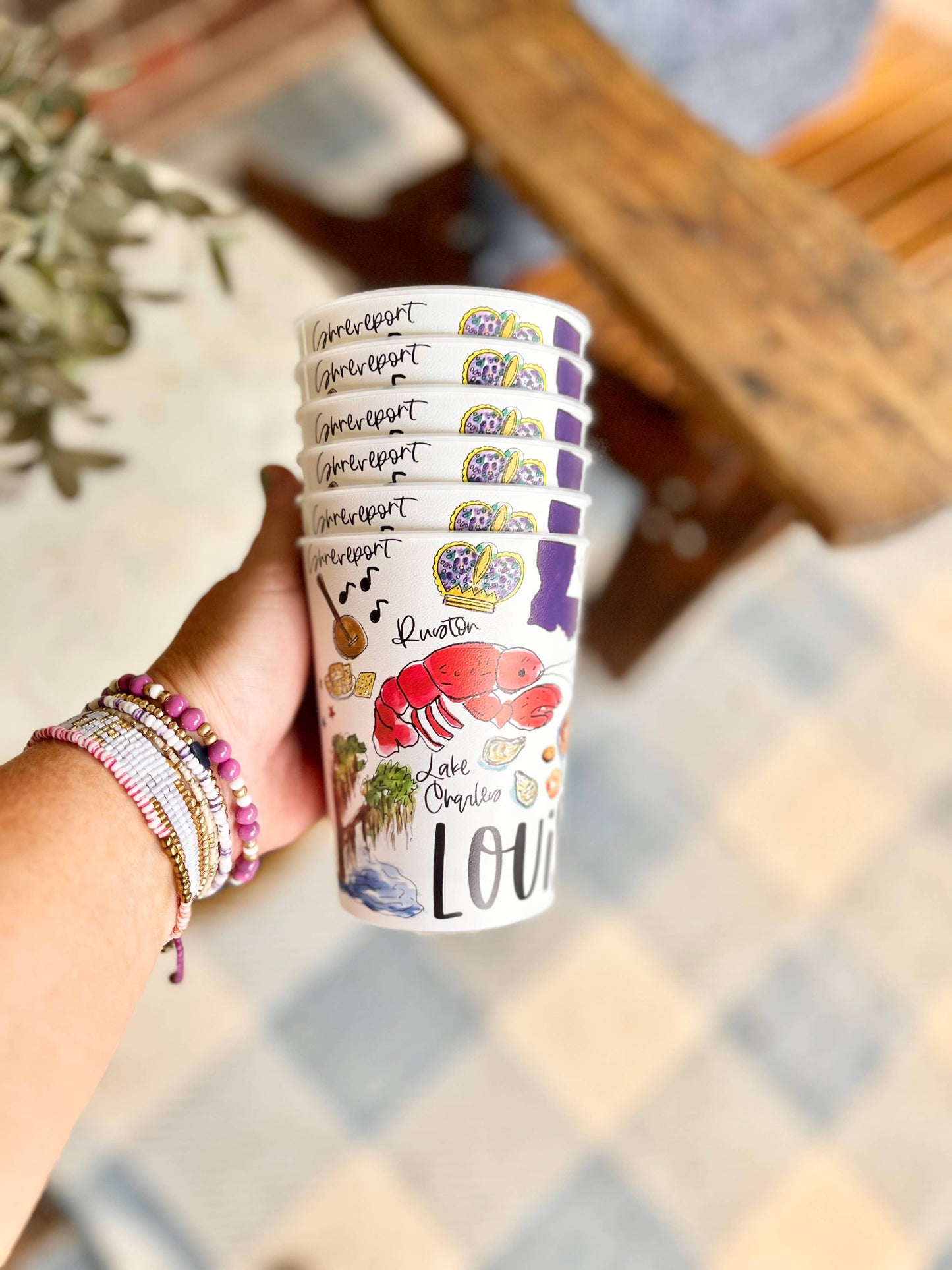 Louisiana State Cups/Sticker - Bundle of 6