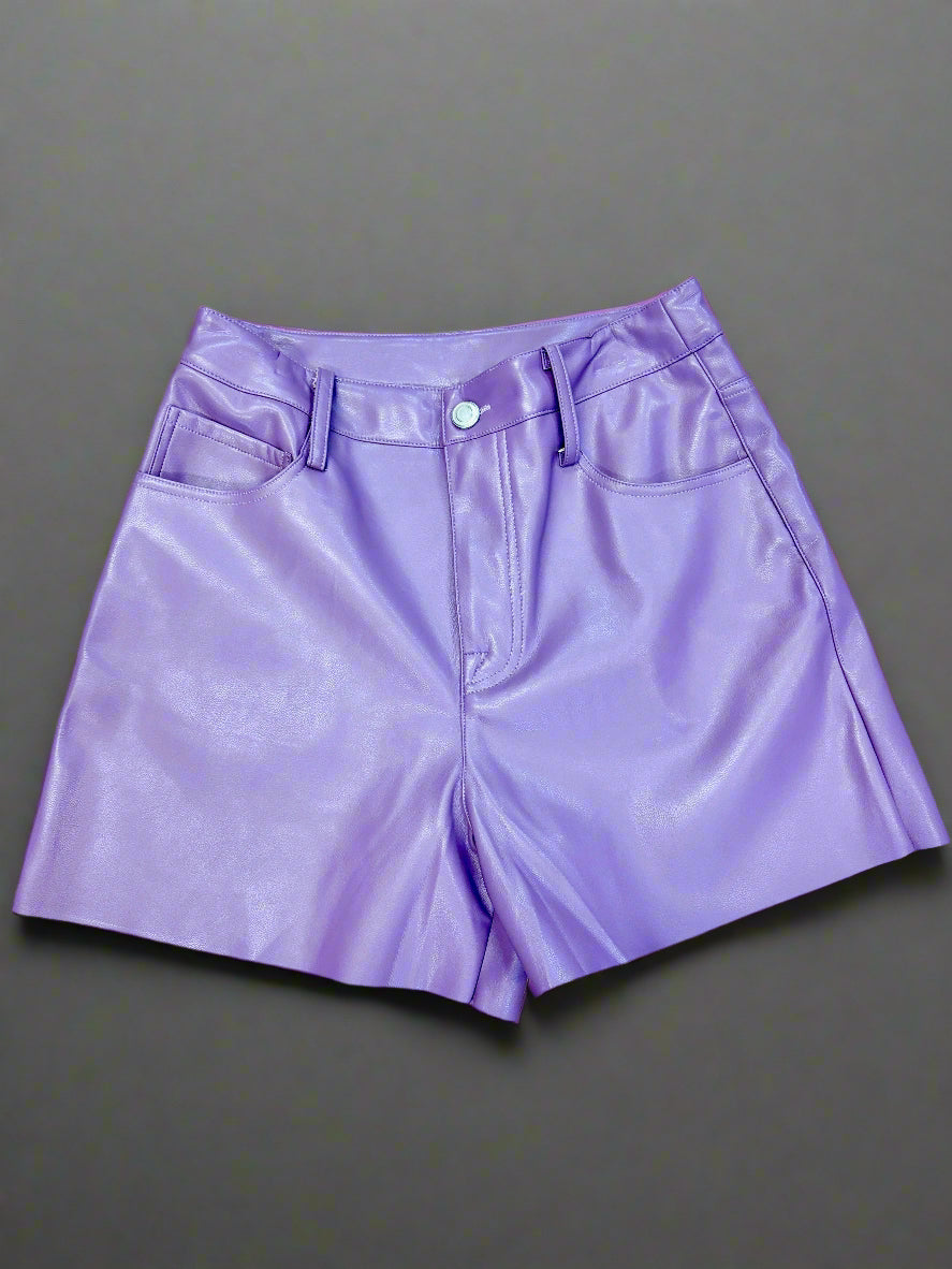 Lilac leather shorts