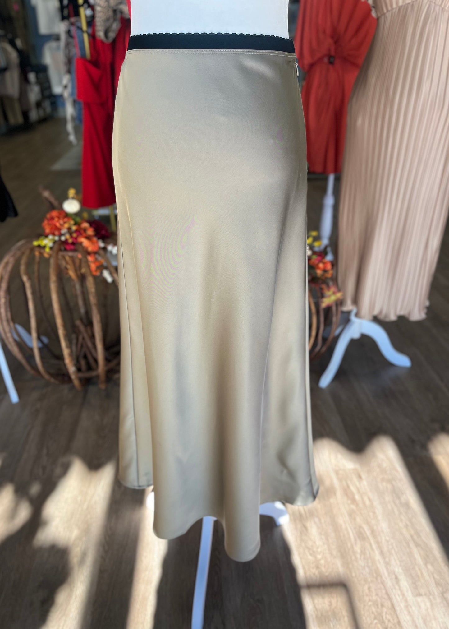 Gweneth Skirt - Olive Midi Skirt