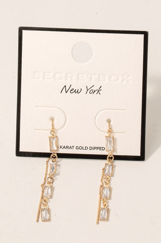 Gold Baguette Threader Earrings
