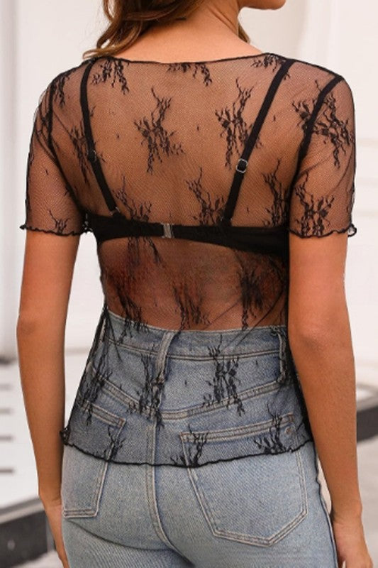 Anneliese Mesh Top - Black
