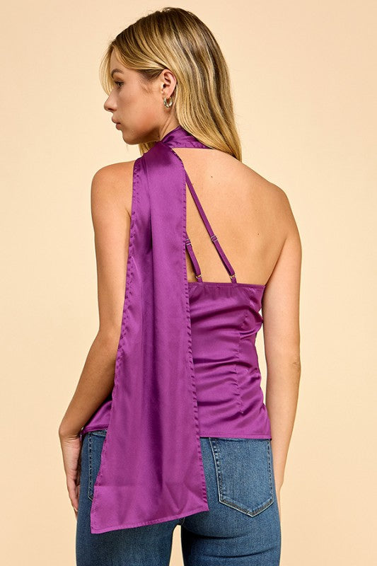 Purple Irises-Scarf Blouse