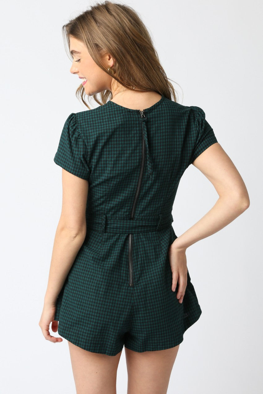 Sadie Romper-Green Gingham