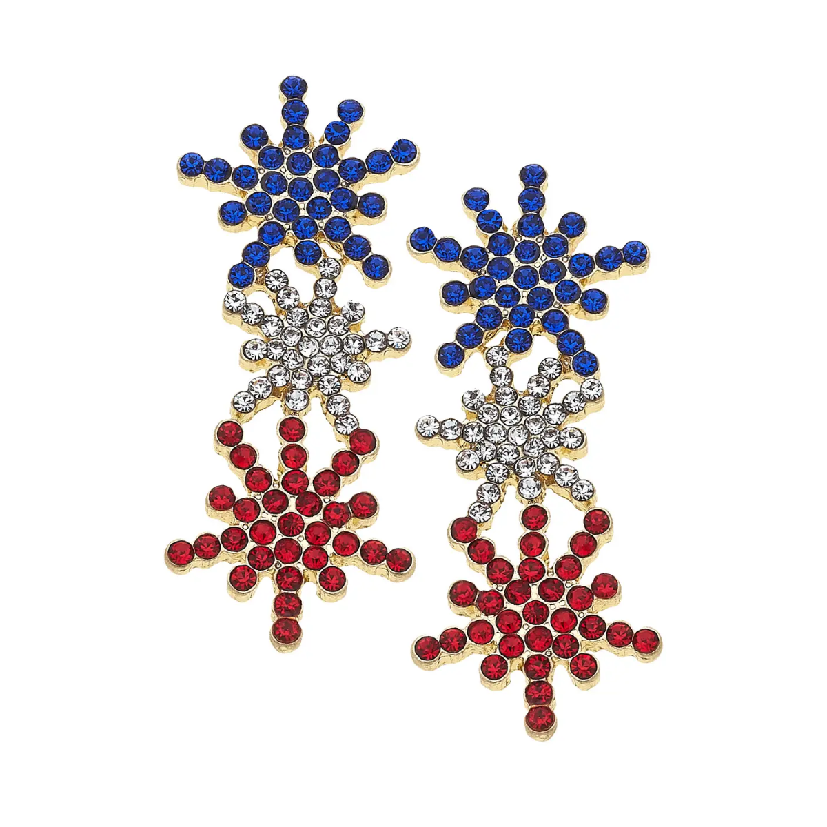 Firework Show Pave Earrings in Red, White, & Blue