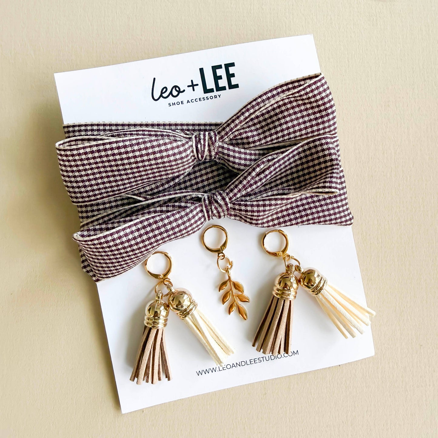 Burgandy Gingham Shoelace