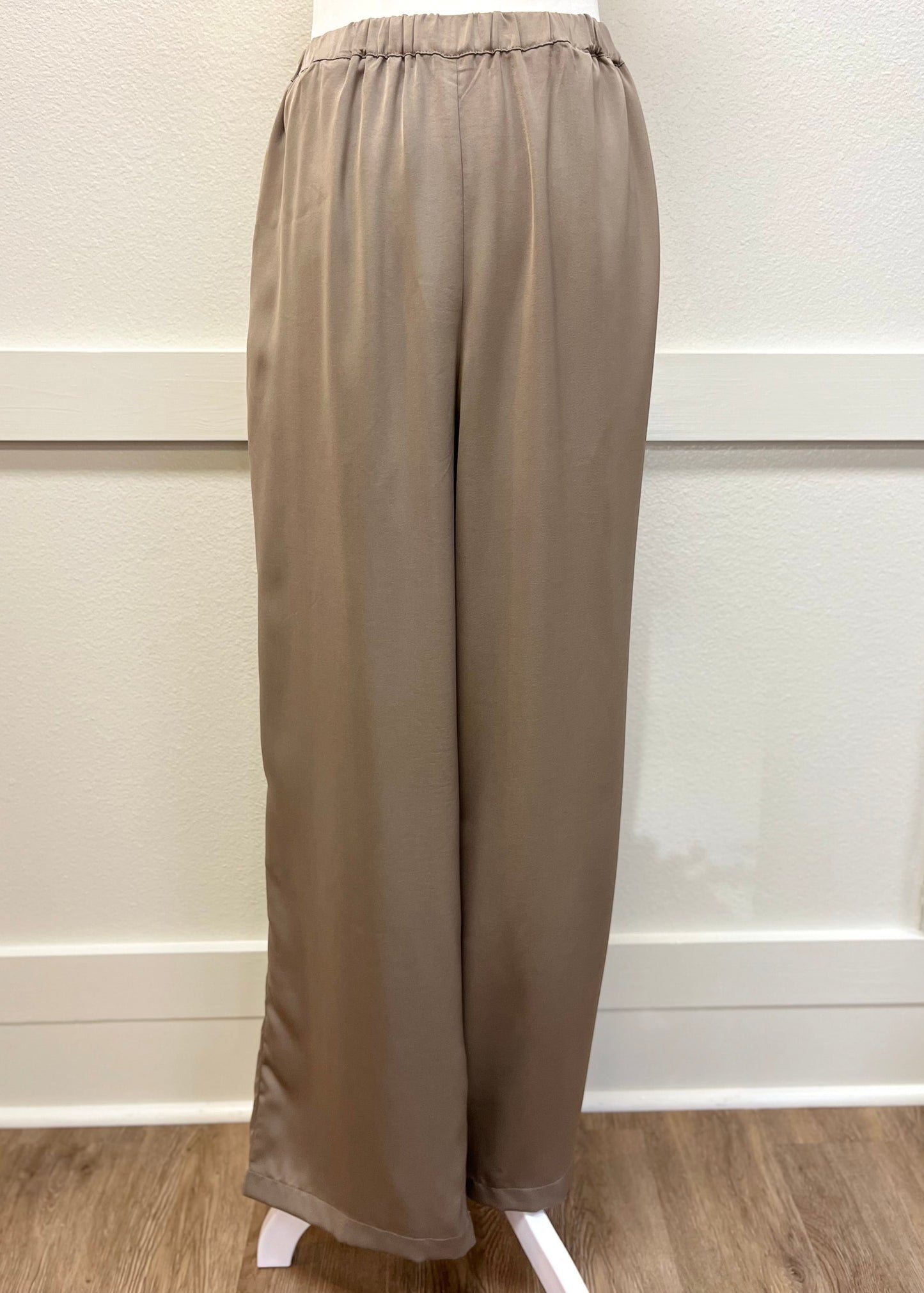 Eloise Satin Pant-Mocha