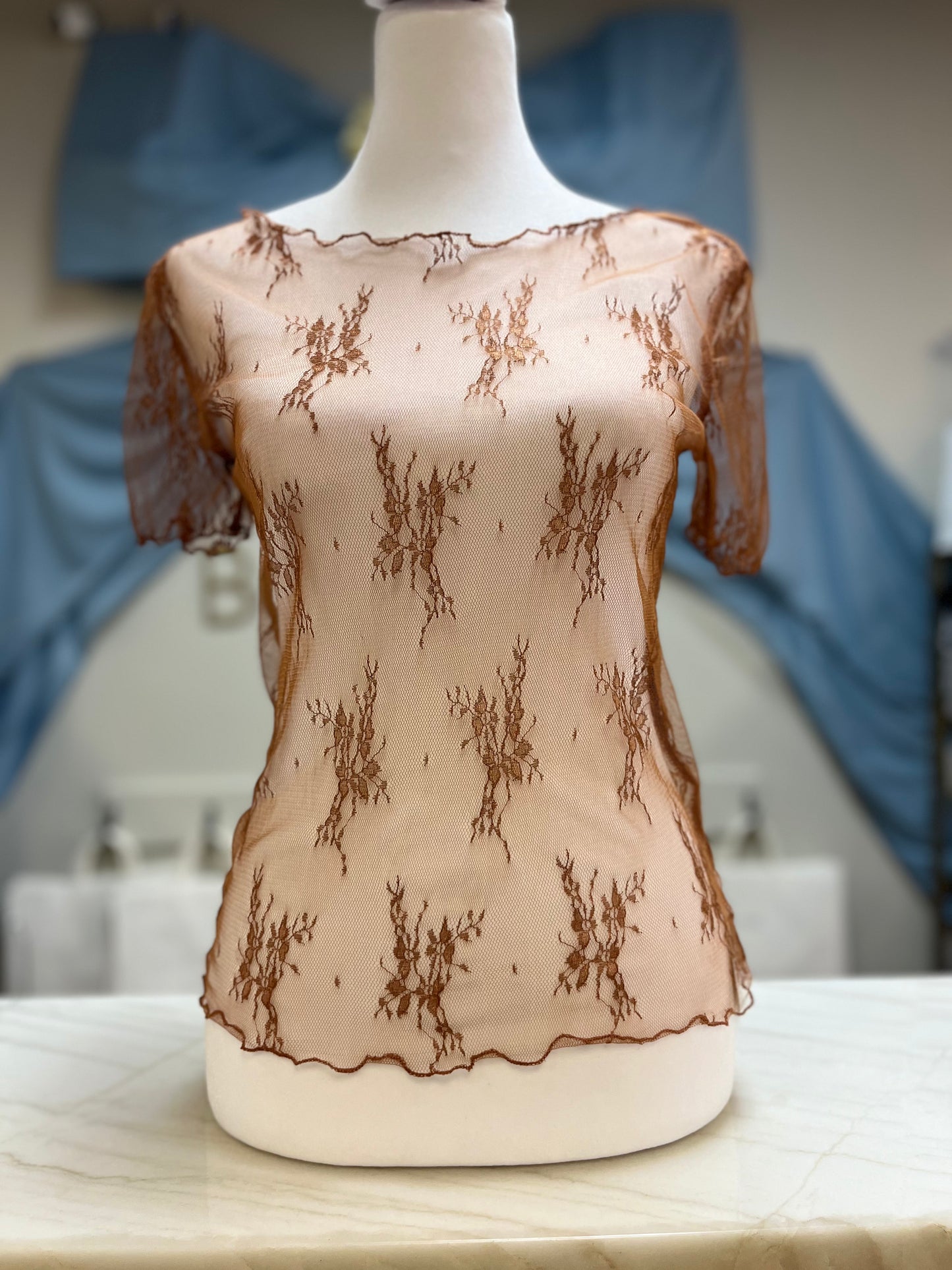Anneliese Mesh Top - Drk Brown