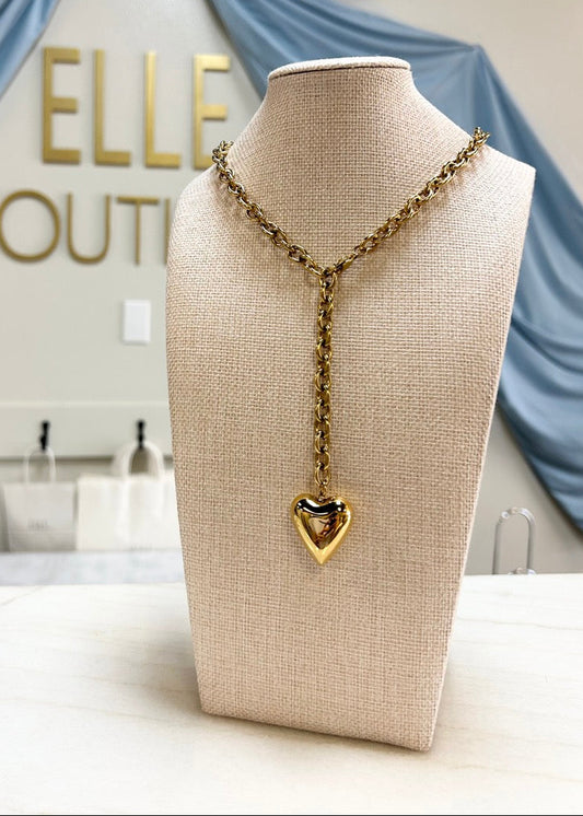 Gold Heart Drop Necklace