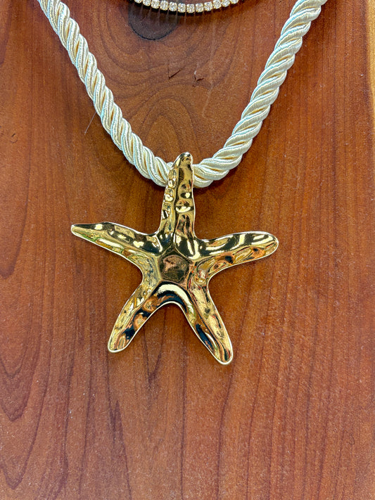 Seaside Starfish Cord Statement Necklace