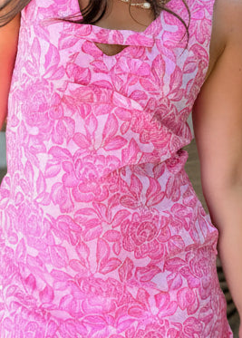 Southern Belle Bow Mini Dress – Hot Pink Floral