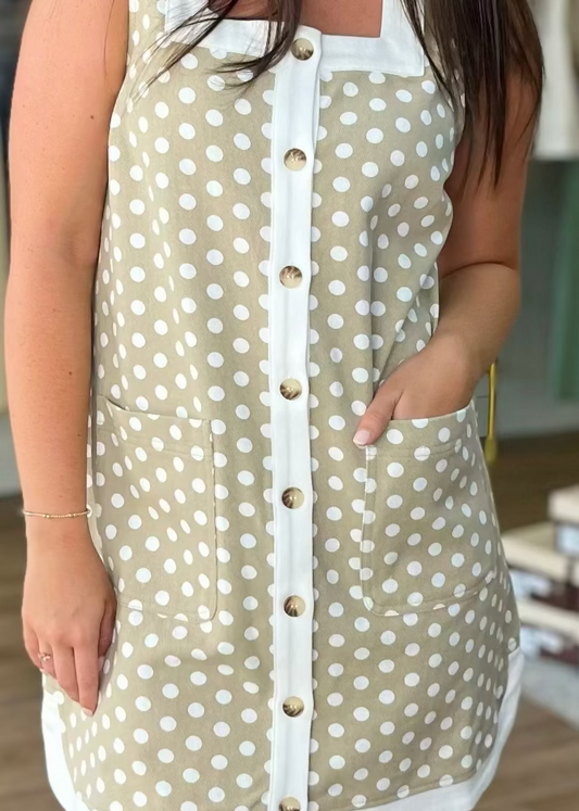 Sweet Tea Polka Dot Denim Dress