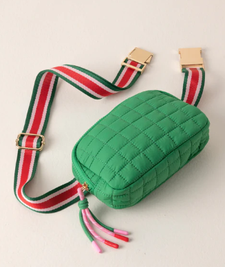 Green Quilted Belt Bag