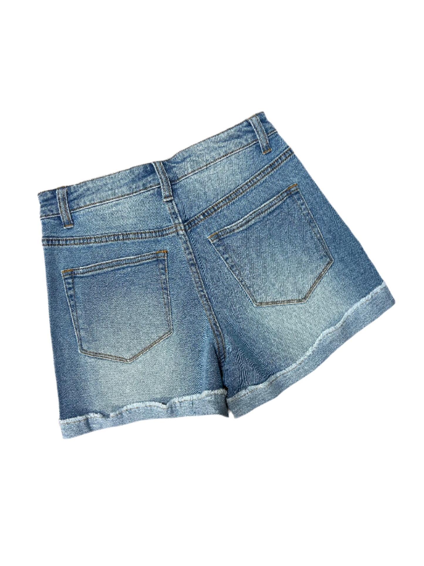 Stretchy Blue Jean High Rise Shorts Back
