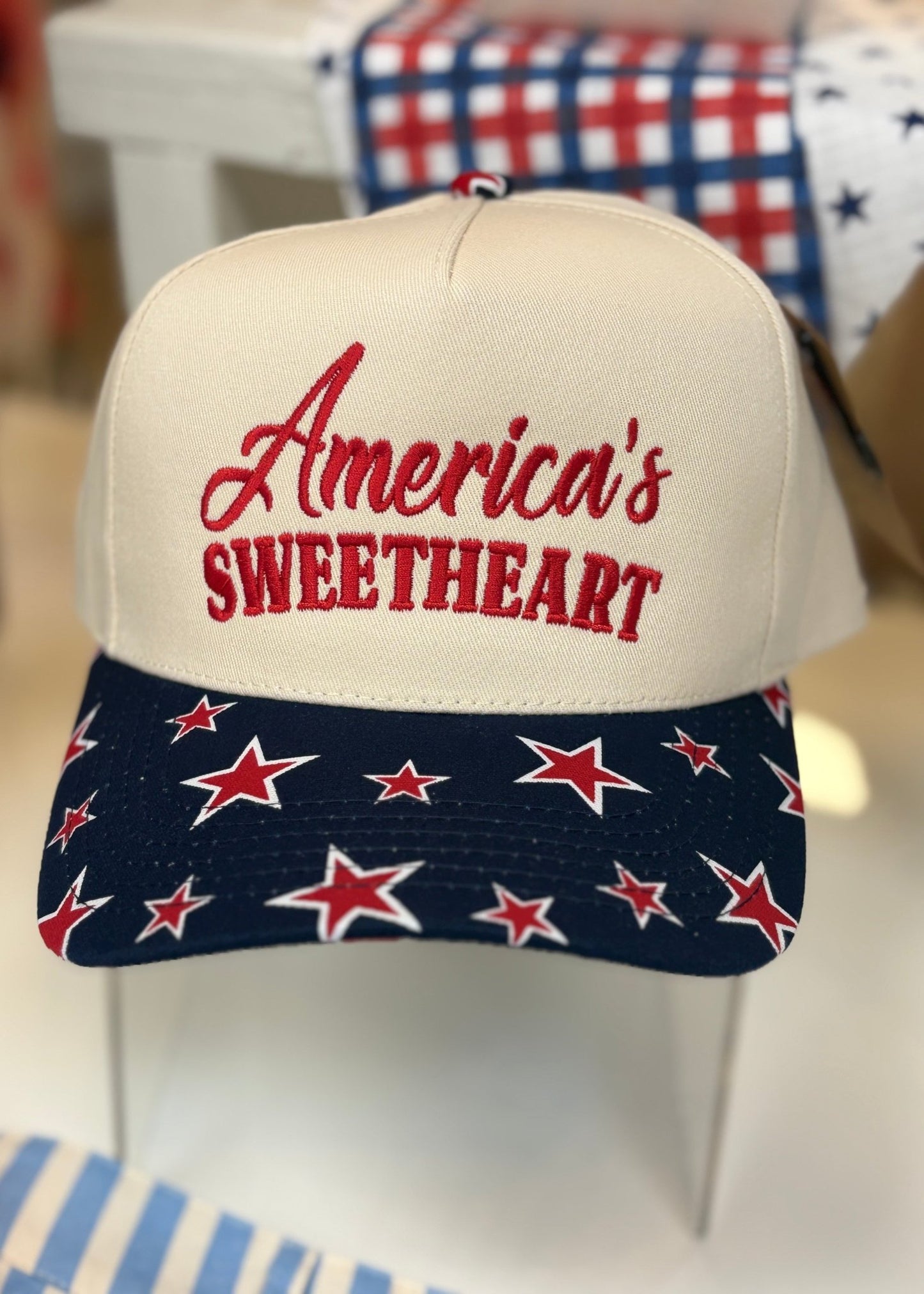 America's Sweetheart USA Plaid Rope Trucker Hat - ElleBoutiqueZachary