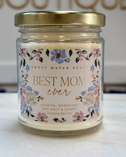 Best Mom Ever Floral Scented Candle - ElleBoutiqueZachary