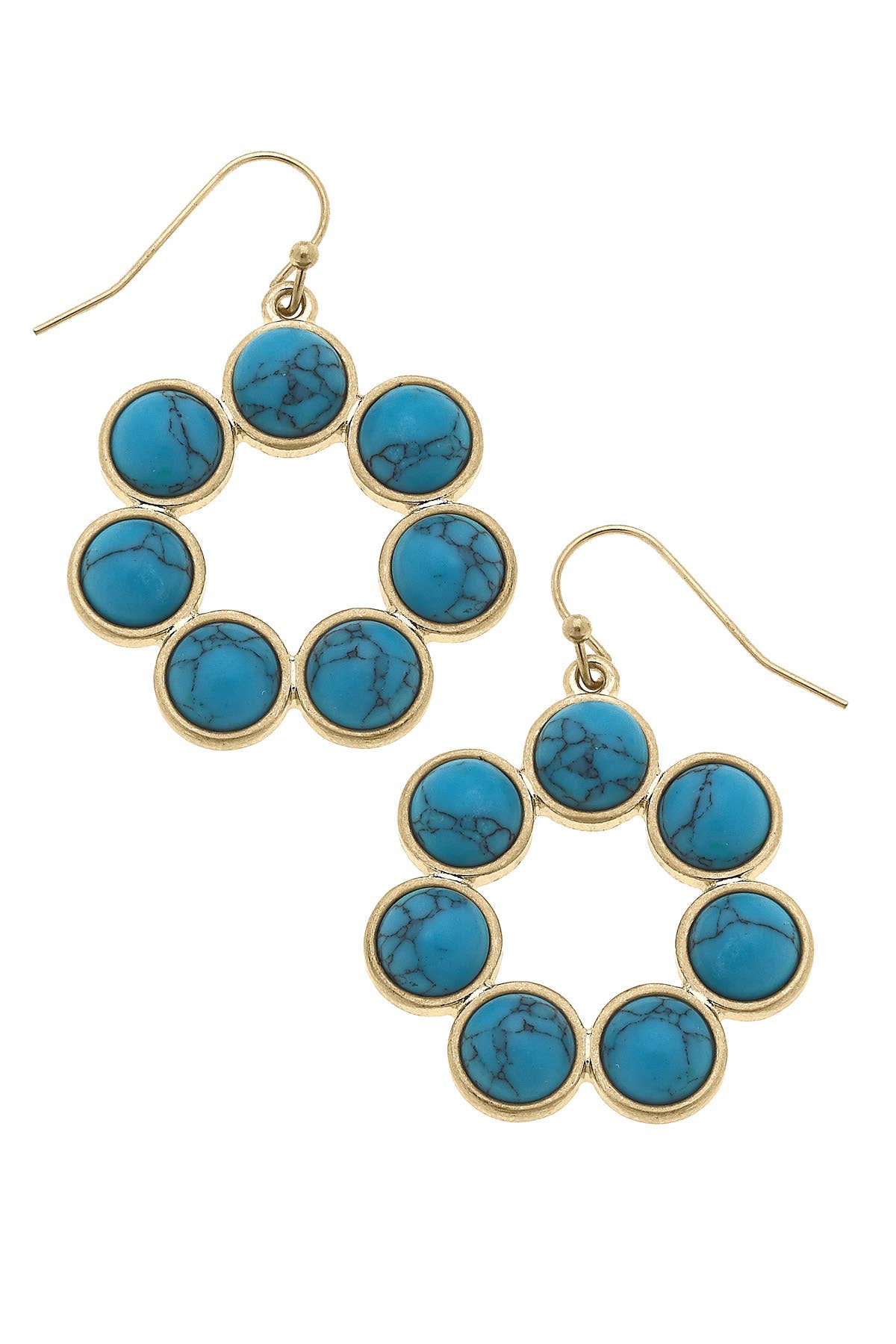 Rowdy Turquoise Earrings in Turquoise & Worn Gold