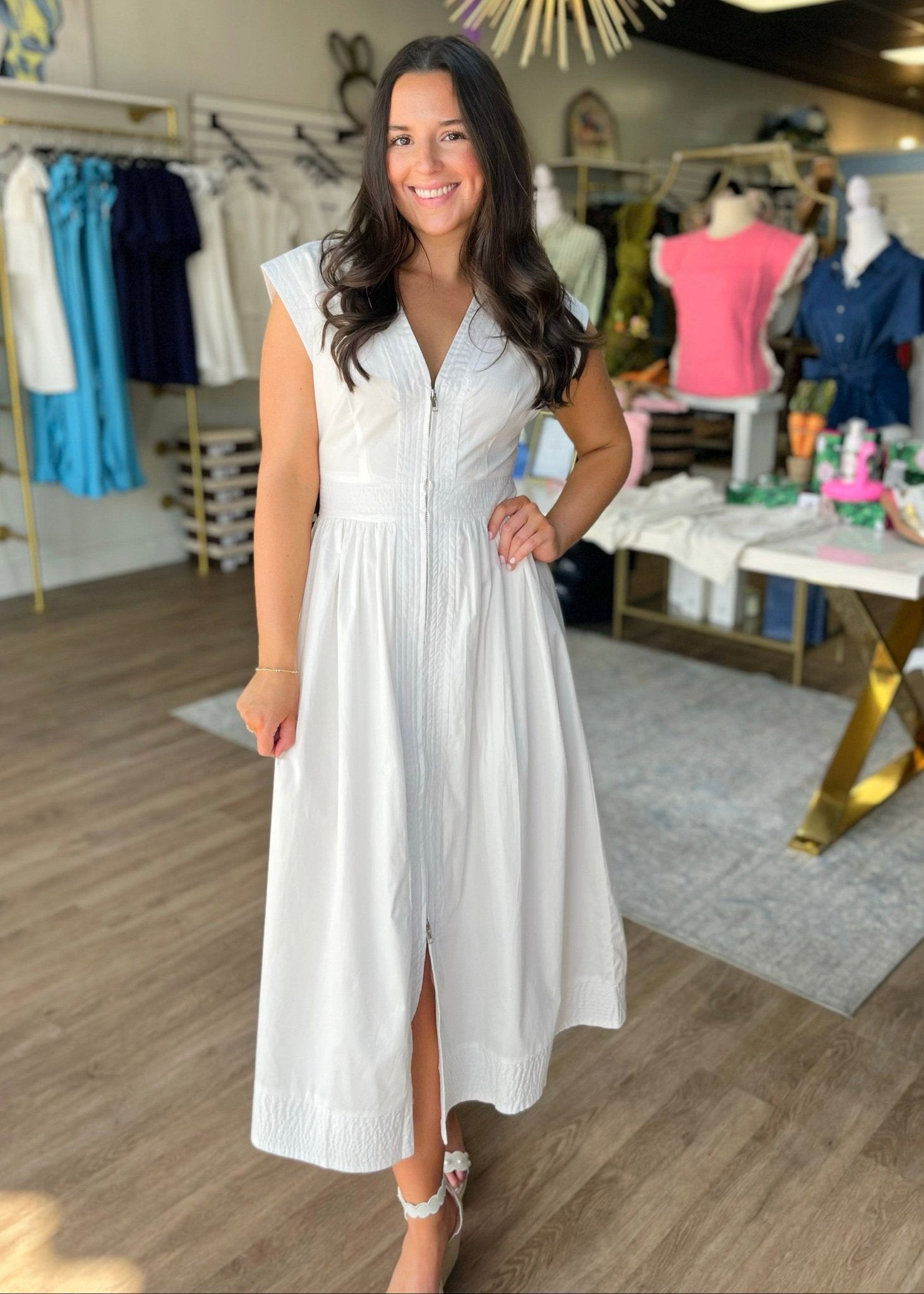 white zip front dress Caroline Maxi when it comes to Flavor:Bac'n Ranch Backless Ruched Halter Satin Slim fit