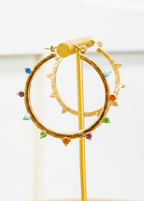 Confetti Gem Hoop Earrings - ElleBoutiqueZachary