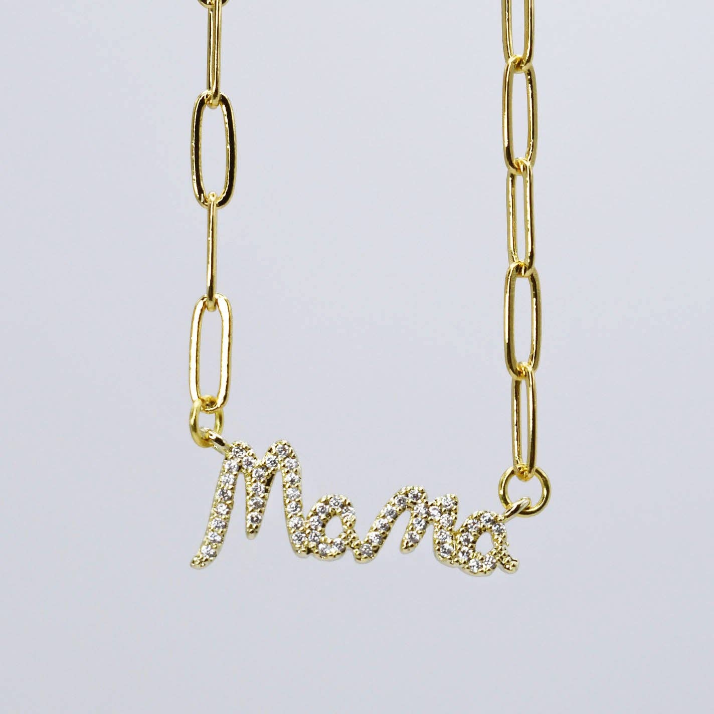 Dainty Gold “Mama” Chain Necklace - ElleBoutiqueZachary