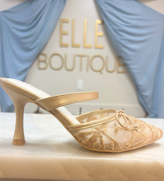 Golden Belle Sparkle Mesh Heels - ElleBoutiqueZachary