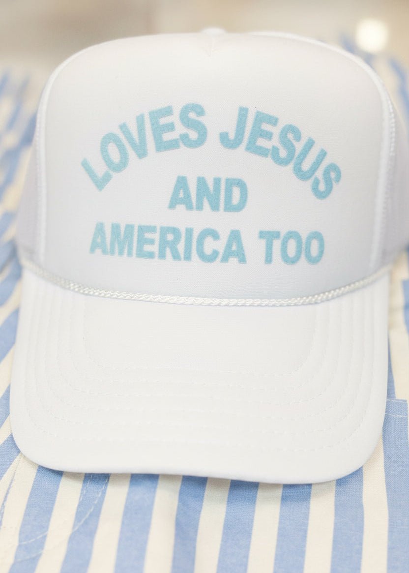 Loves Jesus & America Too Trucker Hat - ElleBoutiqueZachary