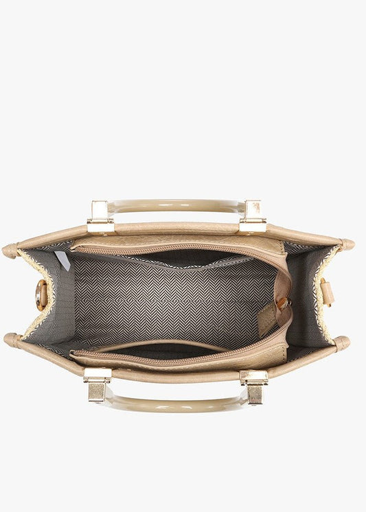 Natural Woven Straw Satchel Crossbody Handbag - ElleBoutiqueZachary