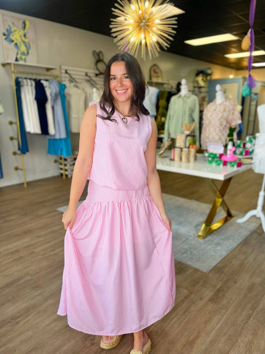 Pretty in Pink Stripe Midi Set - ElleBoutiqueZachary