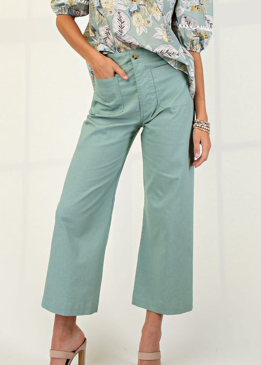 Sage High Rise Wide Leg Cropped Denim Pants - ElleBoutiqueZachary