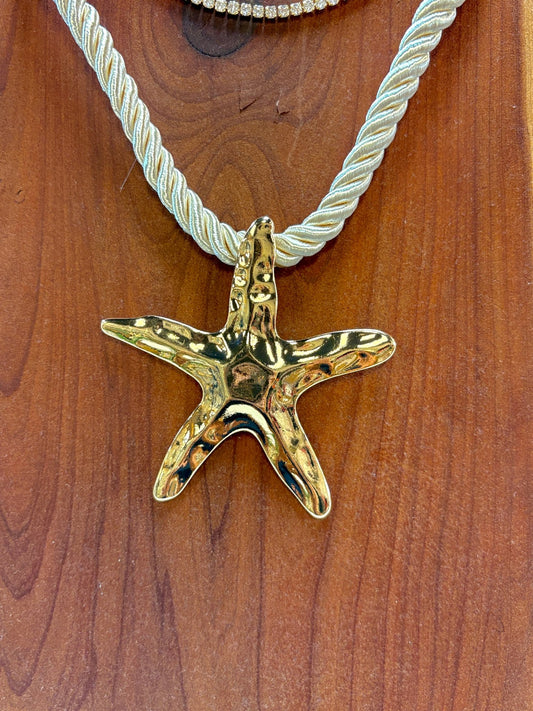 Seaside Starfish Cord Statement Necklace - ElleBoutiqueZachary