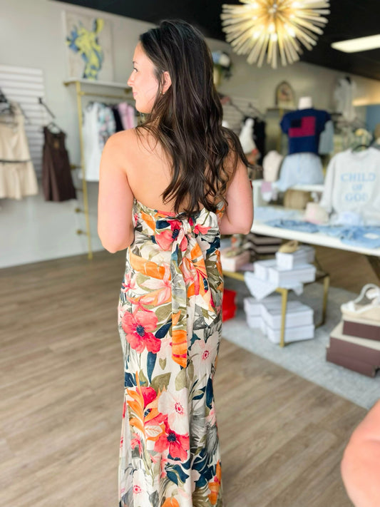 Sunset Palms Tropical Strapless Maxi Dress - ElleBoutiqueZachary
