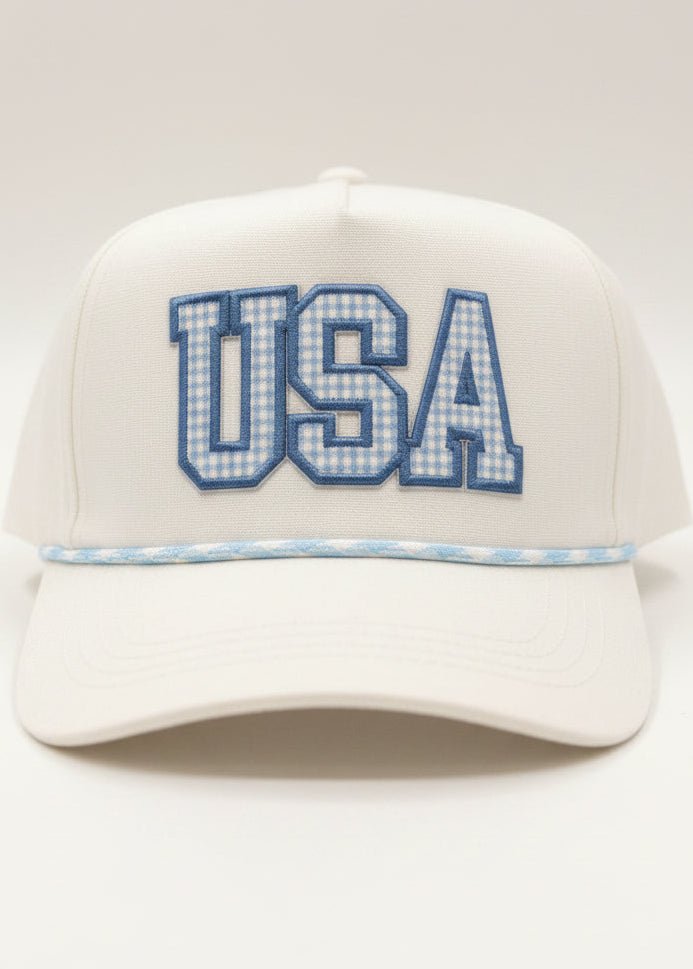 USA Blue Gingham Rope Trucker Hat - ElleBoutiqueZachary