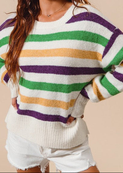 Mardi Gras Stripe Sweater