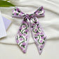 Purple Floral Ribbon Scarf