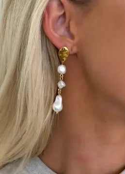 Pearl 3 Tier Dangle Earrings