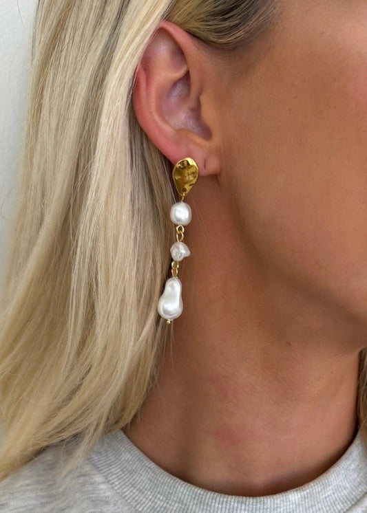 Pearl 3 Tier Dangle Earrings