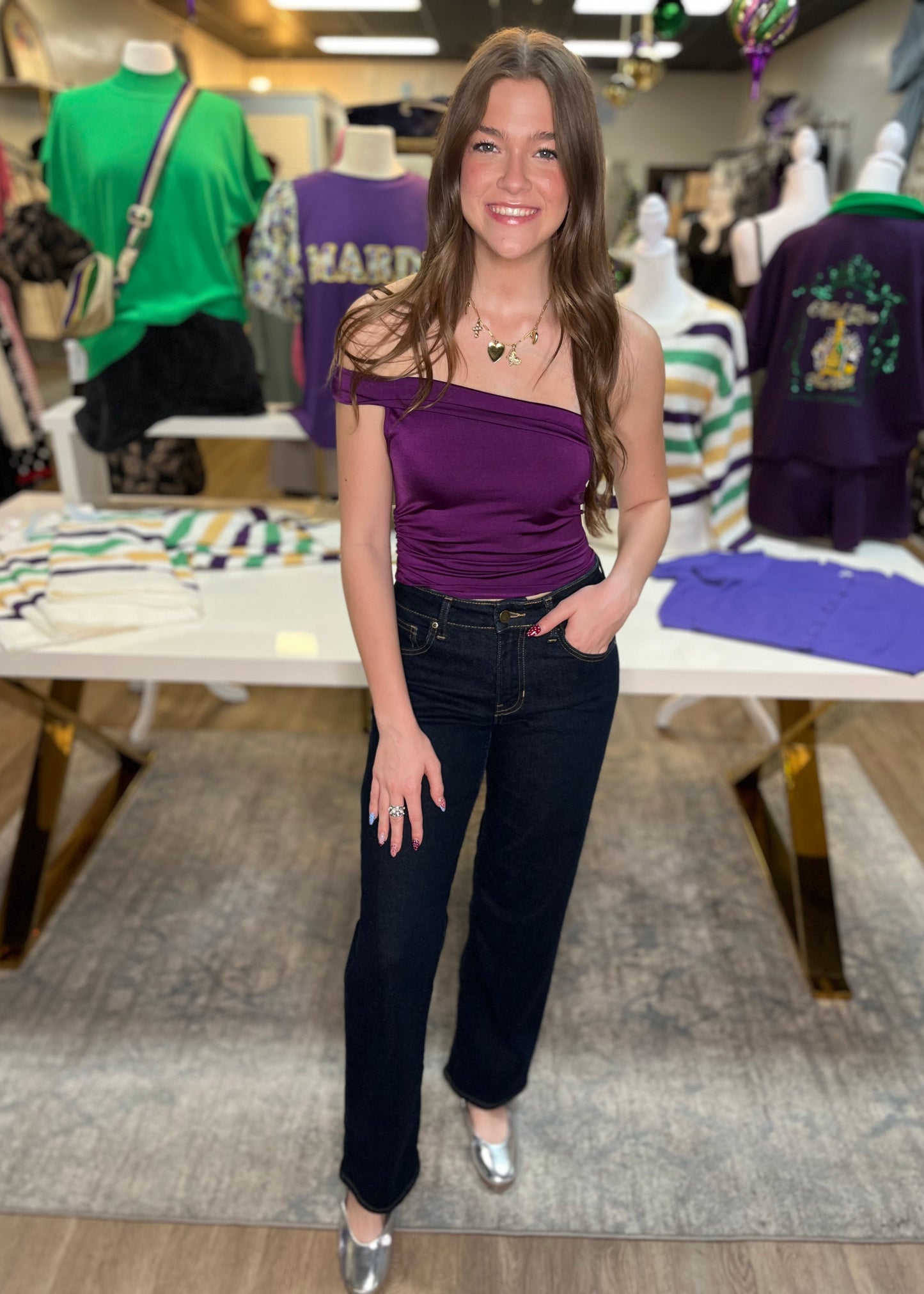 Purple One Shoulder Tank