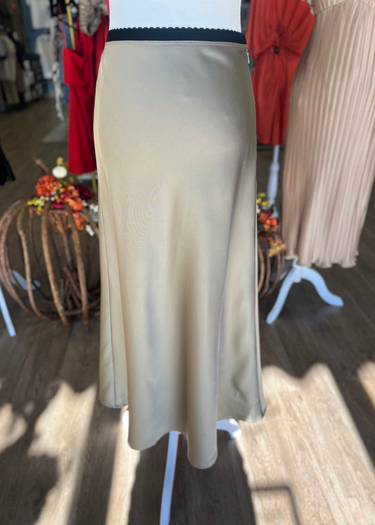 Gweneth Skirt - Olive Midi Skirt