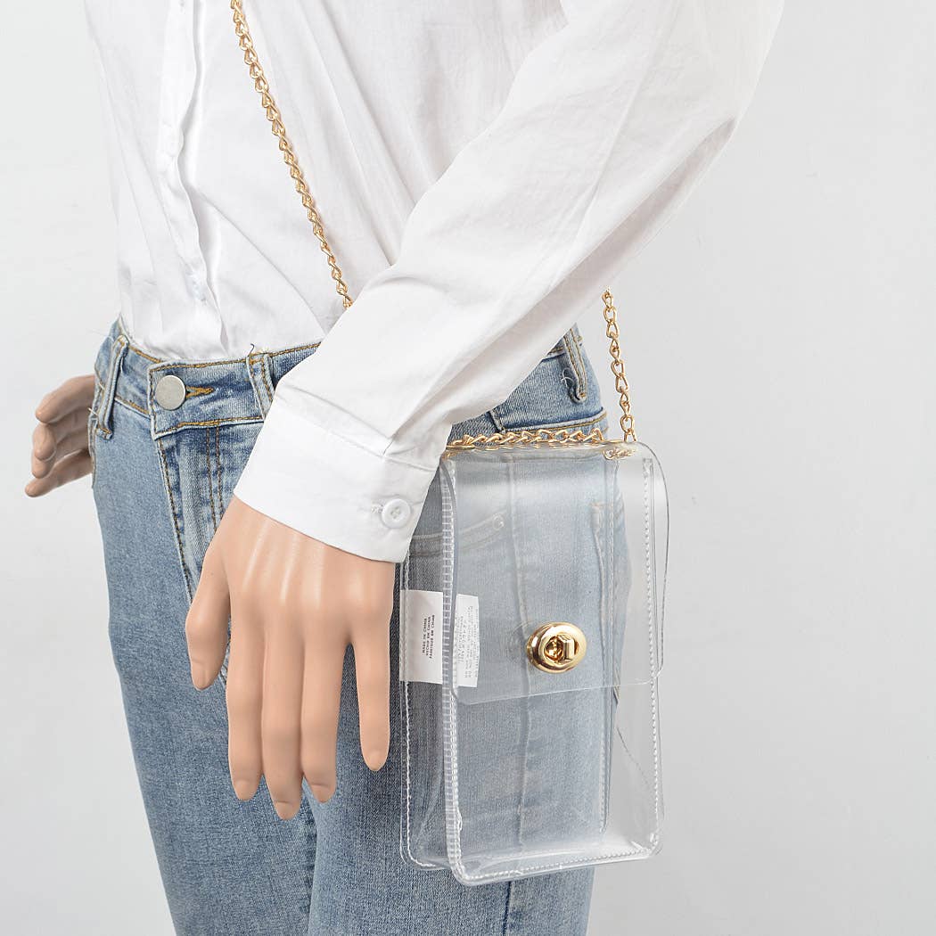 Crissy Crossbody Bag: Clear Gold