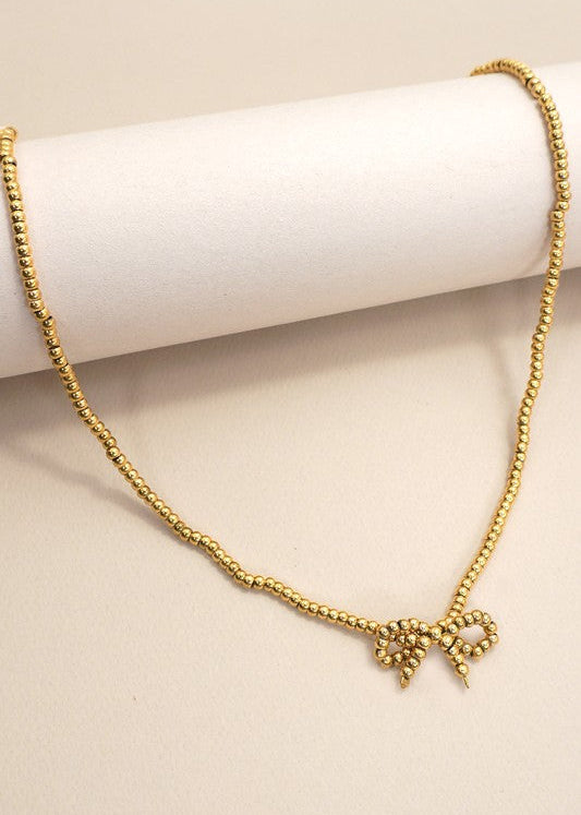 Beaded Bow Necklace