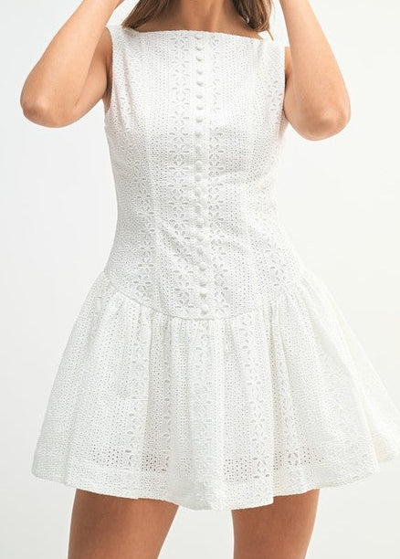 Isla Eyelet Fit & Flare Mini Dress