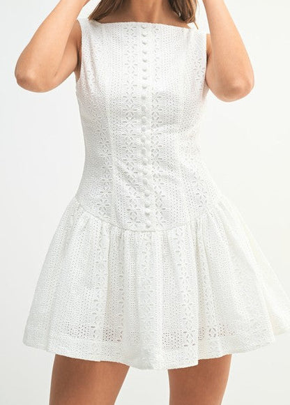Isla Eyelet Fit & Flare Mini Dress
