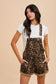 Leza Short Denim Leopard Overalls