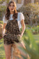 Leza Short Denim Leopard Overalls