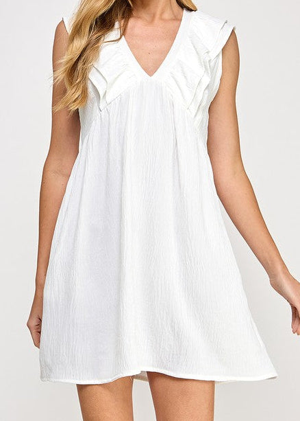 Summer Breeze White Ruffle Mini Dress