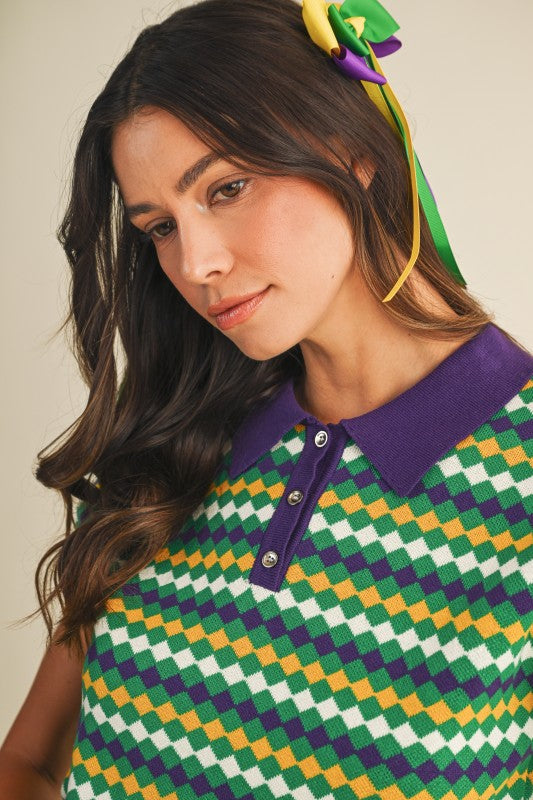 Mardi Gras Diamond Sweater