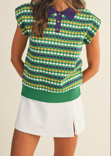 Mardi Gras Diamond Sweater
