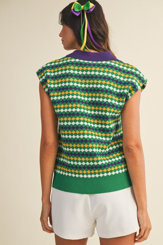Mardi Gras Diamond Sweater
