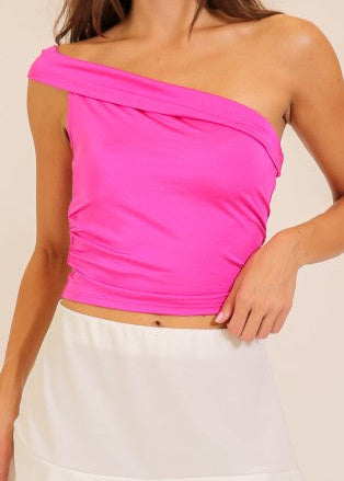 Pink One Shoulder Tank