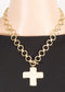 Hammered Flat Cross Pendant Toggle Chain Necklace