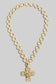 Hammered Flat Cross Pendant Toggle Chain Necklace